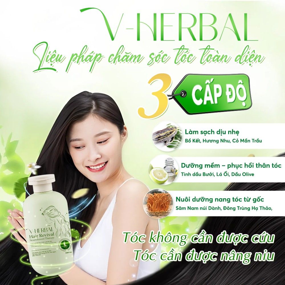 Giải mã V-Herbal Hair Revival Nourishment Therapy - Tinh hoa thảo dược Việt cho mái tóc